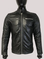 Men’s Black Leather Biker Jacket | Handmade Genuine Motorcycle Cafe Racer Coat