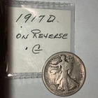 1917-D Reverse Walking Liberty Half Dollar 90% Silver Coin 50c Circulated