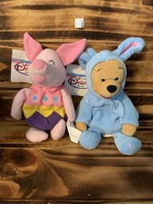Disney Store Easter Bunny Pooh  Easter Egg Piglet Mini Bean Bag Plush lot of 2