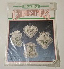 Bucilla Holiday Christmas Ornaments Stitchery Kit Snowflakes Holly Set of 4 NIP