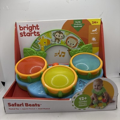Bright Starts Safari Beats Musical Drum Toy with Lights, Ages 3 Months