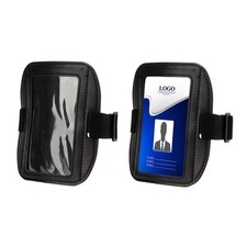 2 Pcs Arm Badge Holder for Men, Leather Clear Window ID Armband Adjustable