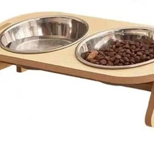 Small raised 2 bowl pet feeder NIB Open Box