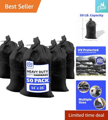 Versatile Utility Sand Bags for Flood Prevention - 50 Pack, 50 lbs Capacity Each