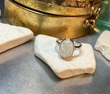 Genuine 925 Sterling Silver Moonstone Gemstone Oval Shaped Ring Size 9.5