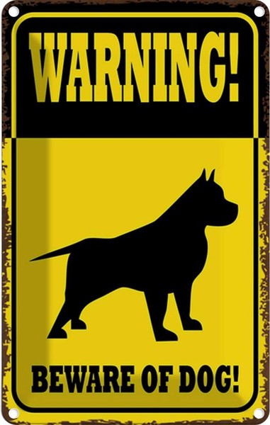 Blechschild 18X12 Cm Warning Beware Of Dog Deko Geschenk Metall Schild-image