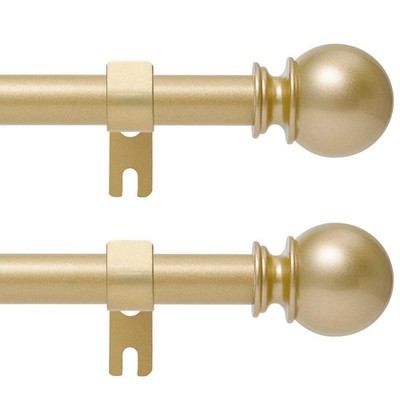 Gold Curtain Rod for Windows 28 to 48 Inch,2 Pack 5/8 Inch Diameter Adjustabl...