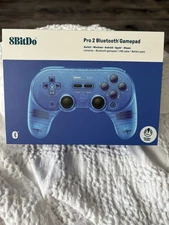 8bitdo Pro 2 Bluetooth Controller Blue Transparent CHECK DESCRIPTION 