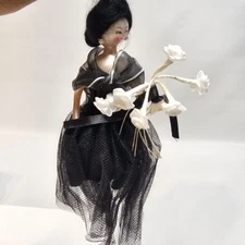 2007 SOFFIERIA De Carlini Italy Blown Glass Christmas Orn Lady Black Dress