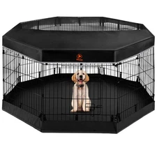 PJYuCien Dog Playpen-Metal Foldable Exercise Pen, Pet Fence Puppy Crate Kennel