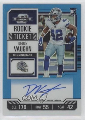2023 Panini Contenders Optic Teal Prizm 61/75 Deuce Vaughn Rookie Auto RC 1oq2