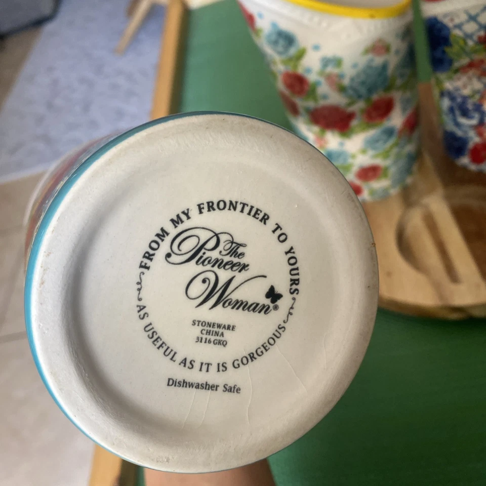 Держатель для посуды The Pioneer Woman с цветочным узором и деревянным основанием Lazy Susan - Изображение 3 из 4