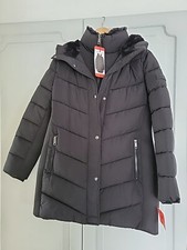 Ladies Warm Padded Black Jacket Coat With Hood By Andrew Marc Size Medium Bnwt