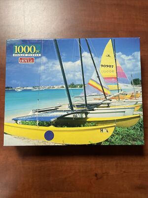 Vtg Hoyle 1000 Piece Jigsaw Puzzle. Sailboats & Beach. New, Factory Sealed #5600