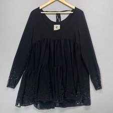 One Teaspoon Dress Womens 6 Black Mini Cut Out Babydoll Witchy Whimsigoth Flowy