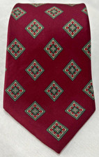 Tommy Hilfiger Men's Necktie - 100 Italian Silk, Made in USA, Red Vintage Tie