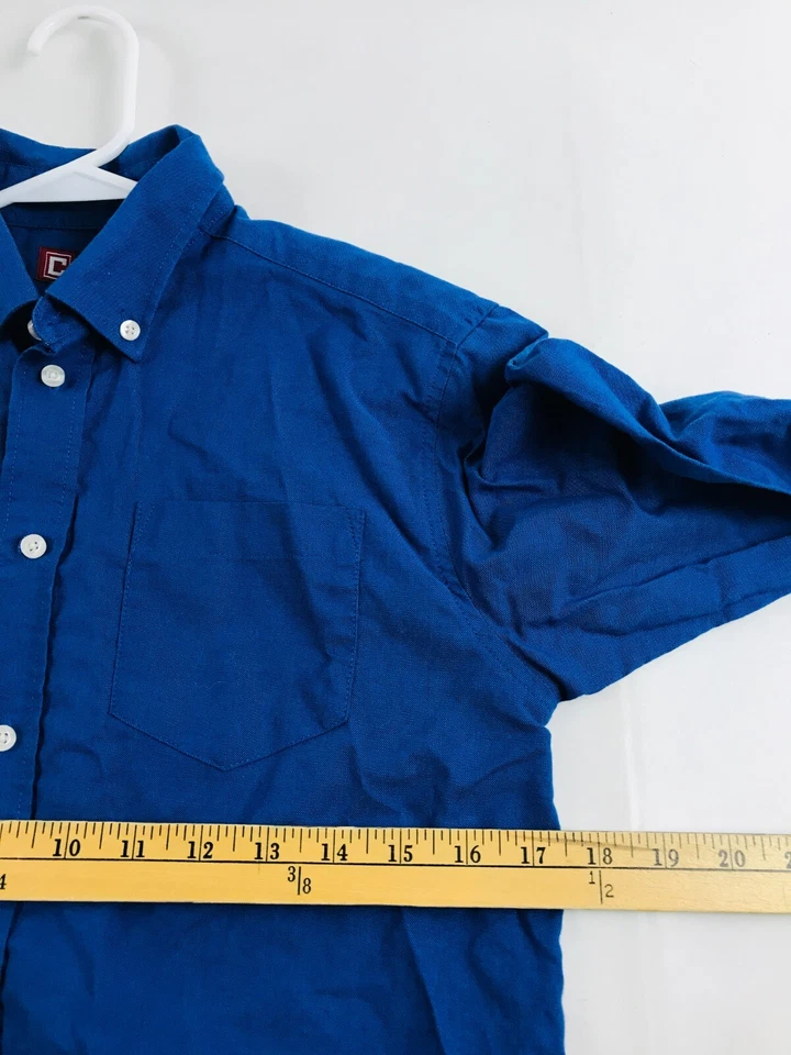 Camisa Chaps Jóvenes Niños Talla 14 Azul Con Botones Manga Larga Bolsillo Locle Foto 3 de 4