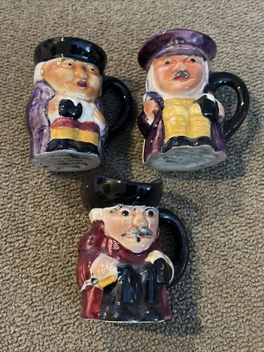 Vintage Rare Mini Genuine Staffordshire Toby Mugs Shorter & Son 2” (SP)