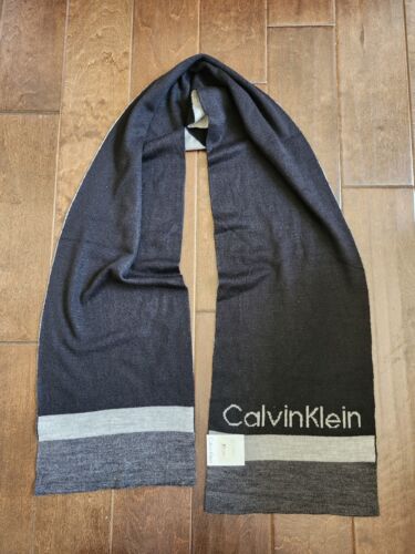 Calvin Klein NOWY Męski One Size Modernistyczny Logo Tłumik Szalik - Zdjęcie 1 z 10