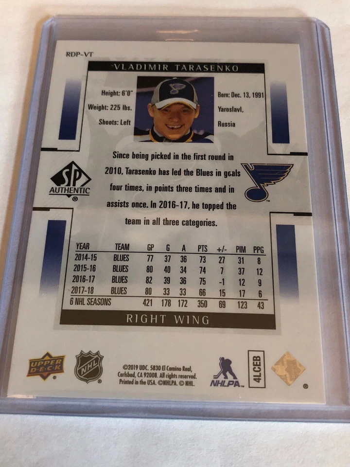 2018-19 SP Authentic Vladimir Tarasenko Retro Rookie RDP-VT - Image 2 of 2