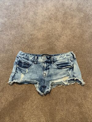 Womens Express Light Wash Distressed Denim Jean Shorts Size 6 Stretchy