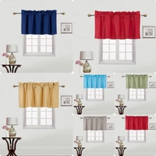 1PC SOLID MATE VALANCE SWAG BLACKOUT FOAM LINED SHORT WINDOW CURTAIN TREATMENT 