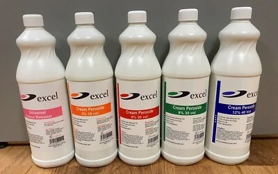 EXCEL SALON CREME PEROXIDE DEVELOPER 1000ML - 3% 10VOL 6% 20VOL 9%3VOL 12% 40VOL