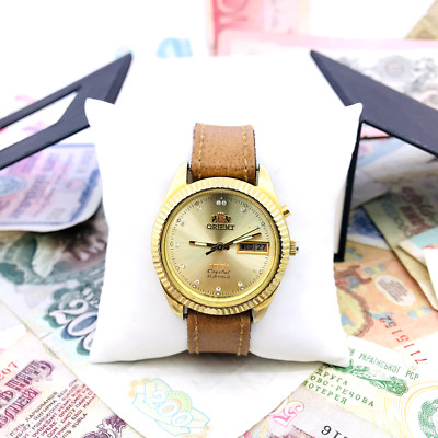   Armbanduhr Orient Automatik Kalender Kristall AAA Japan Vintage Service  
