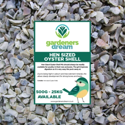 GardenersDream Hen Sized Oyster Shell - Calcium Filled Grit Food For Poultry