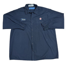 Cintas Comfort Flex Dark Blue Long Sleeve Button Down Work Shirt, Size 2XL