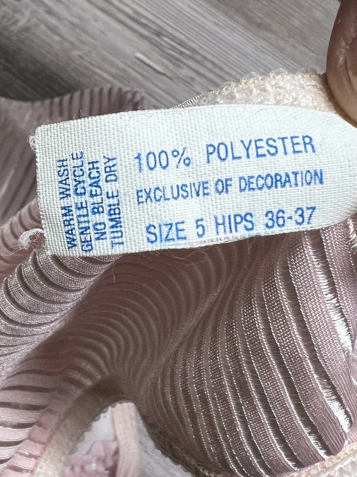 PB-11 Vintage 80s Pink High Leg Brief Panties Made in USA Size 5 Satiny Ribbed - Image 4 of 4