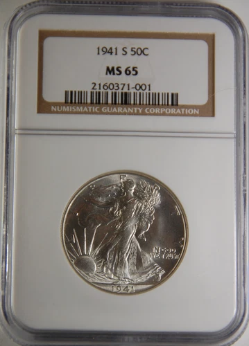 1941-S WALKING LIBERTY HALF DOLLAR MS65 NGC CERTIFIED!