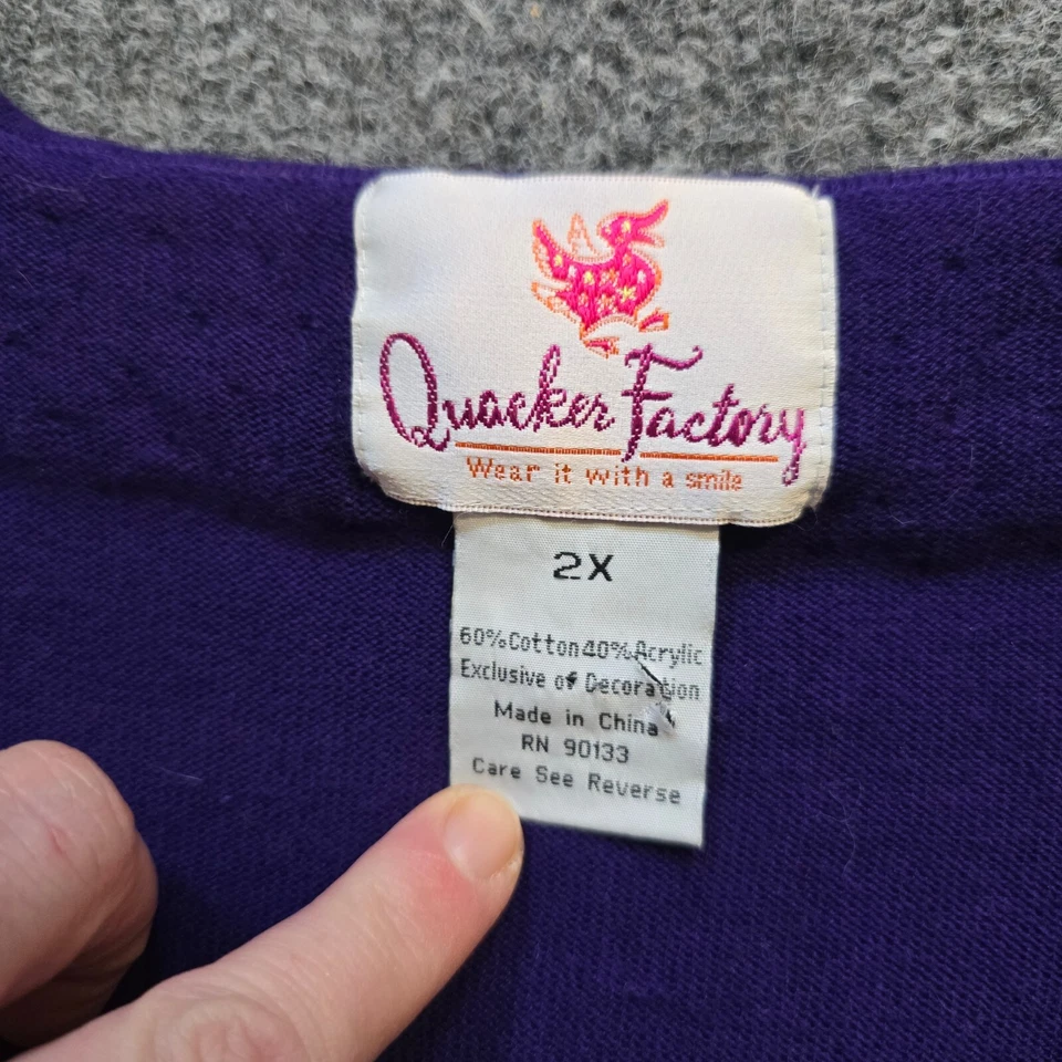 Suéter Quacker Factory Mujer Talla 2X Lentejuelas Púrpura Embellecido Tejido Brillante Foto 3 de 4