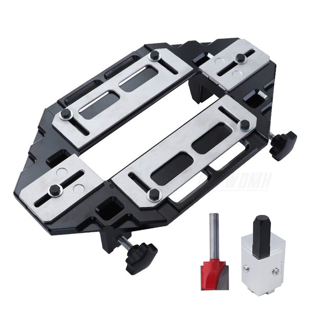 Wooden Door Hinge Jig Lock Guide Plate Router Bit Woodworking Slotting