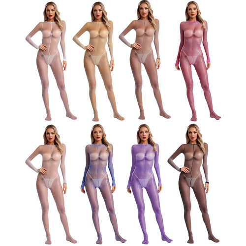 Women Bodysuit Teddy Unitard Catsuit Jumpsuit Slim Fit See Through Elastic Sexy - Picture 5 of 69