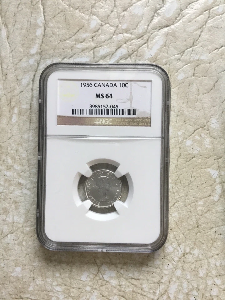 SET Canada QUEEN Elizabeth II  1956 1957 1958  Silver 10 Cent MS64 NGC LOT OF 3 - Image 3 of 4