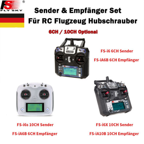 Flysky FS-i6X RC Radio Sender & FS-IA10B Empfänger Set 10Kanal 2,4GHz AFHDS - Afbeelding 1 van 35