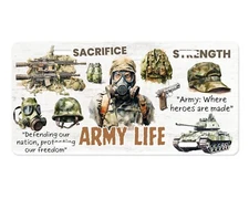 Army Life Veteran Patriotic Aluminum Front License Plate Car Accessory Vanity