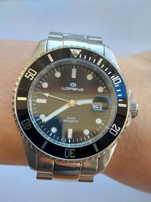 LORENZ WATCH AUTOMATIC DIVER 026959 STAINLESS STEEL MENS 43mm 
