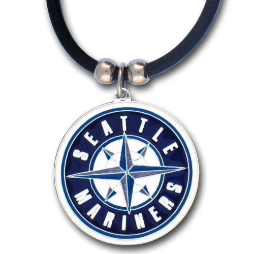 Collar con cordón de goma de los Marineros de Seattle con logotipo dije con licencia de joyería MLB - Imagen 3 de 3