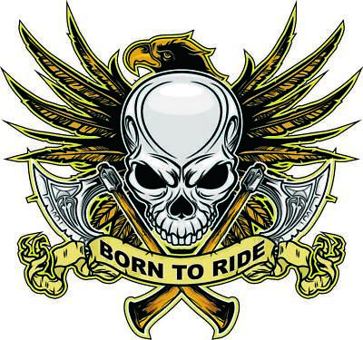 Born To Ride Sticker, Harley Davidson Style Helmet Decal Motorcycle . Skull  a28 