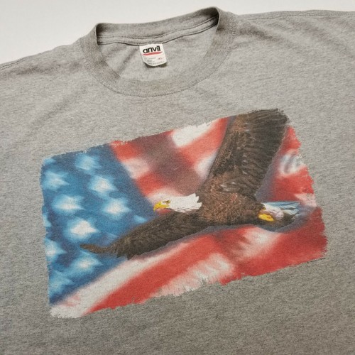 Vtg 2002 Human Tees T-Shirt Mens XL American Flag Bald Eagle Gray USA Y2k B68 - Picture 3 of 7