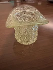 Vintage Fenton Glass "Daisy and Button" pattern top hat.  Uranium Glass