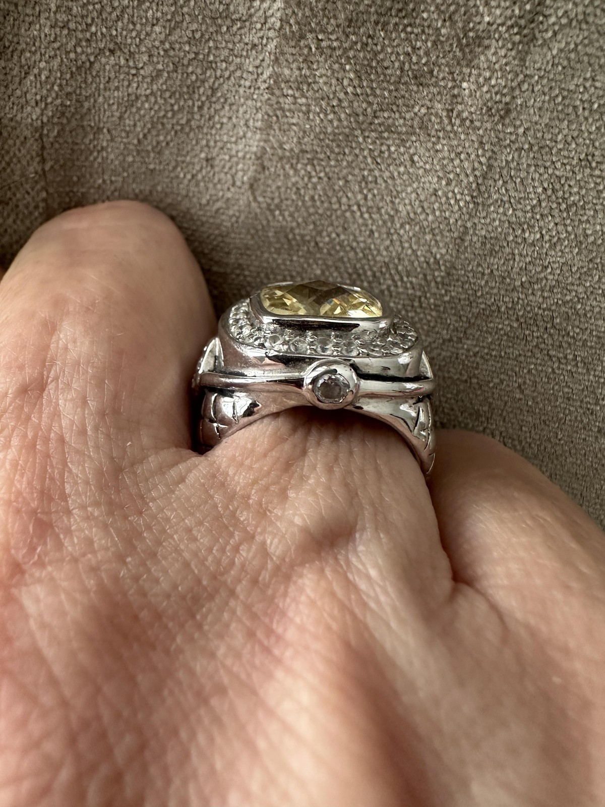 Bold Silver Tone Statement Cocktail Ring Cushion … - image 2