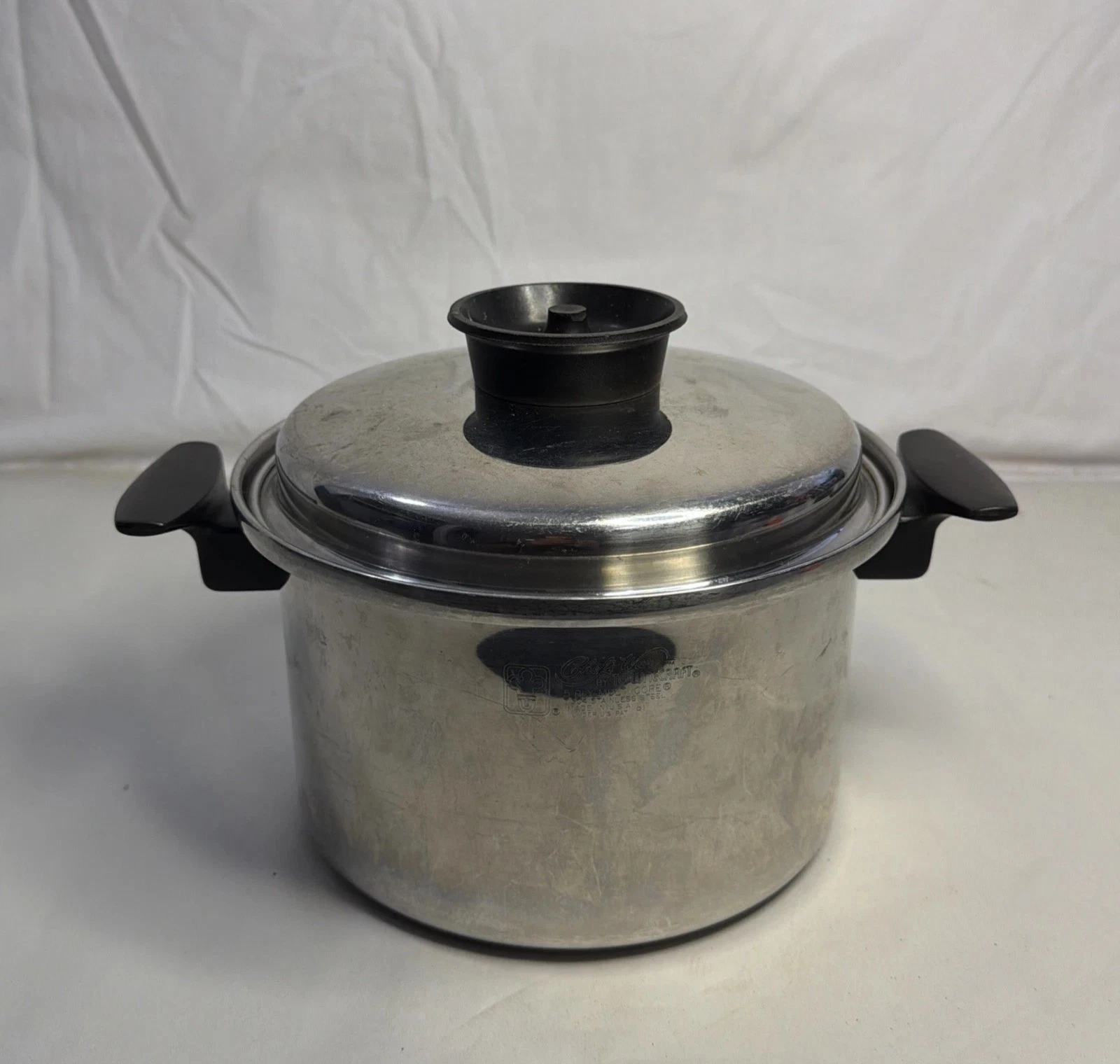 Townecraft Chef's Ware 4 Qt Stockpot T-304 Surgical Stainless Dutch Oven Pan Lid