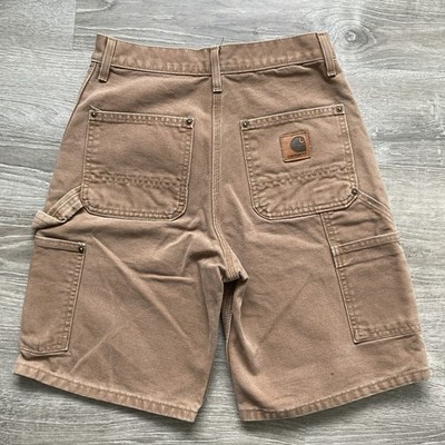 VTG Carhartt B80 BRN Double Knee Canvas Carpenter Shorts Men's 28
