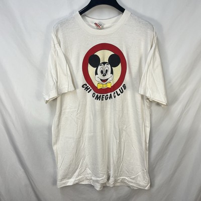 VINTAGE 90S MICKEY DISNEY CHI OMEGA CLUB T SHIRT SIZE XL USA SORORITY GREEK RUSH