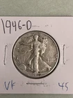 1946-D Walking Liberty Half Dollar, 90% Silver, VF Condition