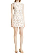 Alice + Olivia Floral Lace Sleeveless Shift Minidress Off White Size 2