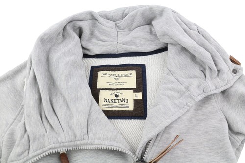 NAKETANO Women`s Sweatshirt L Melange Grey Full Zip High Neck Pockets - Picture 4 of 8